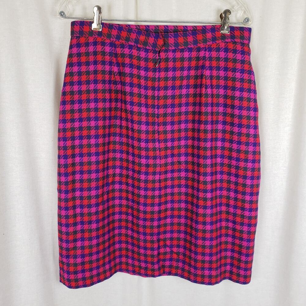 Vtg Evan Picone Houndstooth Wool Plaid Blazer Jacket Skirt Suit Set Womens sz 16 - Picture 8 of 14